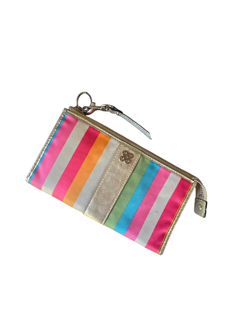 Coach Gold Stripe Multicolor Wristlet Wallet